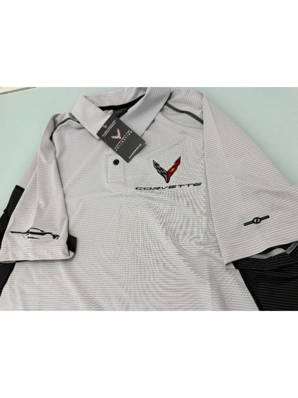 Corvette Stormtech H2X Dry Men Golf Polo Shirt Medium M Gray Performance Stretch